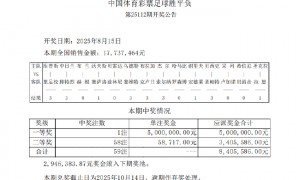 圣克拉拉造7倍冷平 足彩头奖开1注500万滚存294万