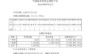 美职联造2场冷平 足彩头奖开64注10万余元