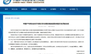 中国乒协:运动员孙闻赛后情绪失控摔拍引发争议,给予停赛1轮处罚
